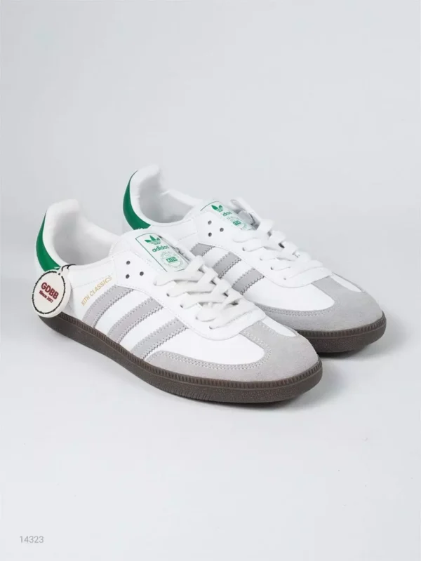 Samba-OG x Kith-Classic-White-Green-Collar-Grey-Stripes-Brown-Authentic