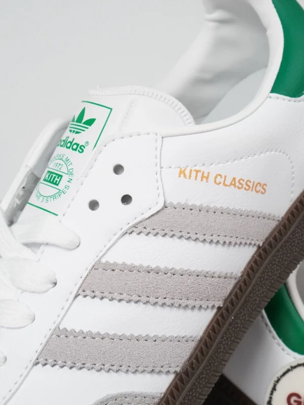 Samba-OG x Kith-Classic-White-Green-Collar-Grey-Stripes-Brown-Authentic